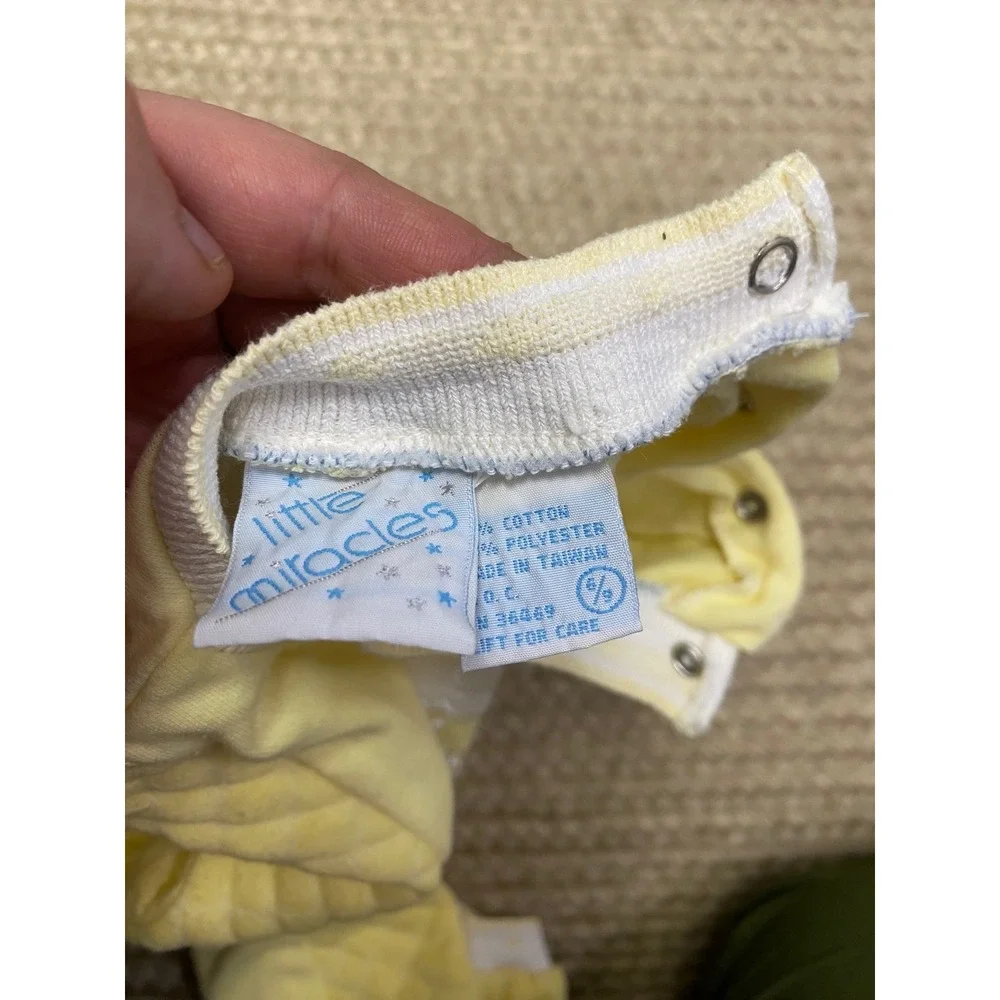 Little Miracles Vintage Baby Pajamas‎ Yellow Polar Bear  Quilted Size 6/9 Months